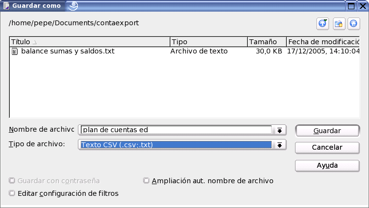 Diálogo guardar como de OpenOffice