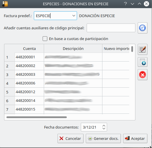 Edición lote de facturación