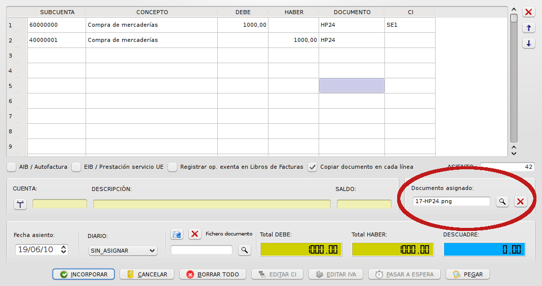 Editar asiento