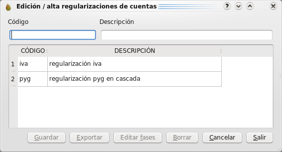 Edición regularizaciones