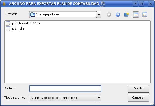 Exportar plan contable